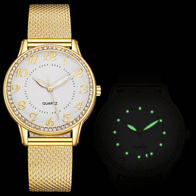 Cross-border Diamond luminous watch student girl plastic mesh belt Women's Watch quartz watch manufacturer Women Watches