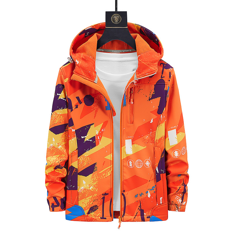 Camouflage Soft Shell Jacket Men's plus size All-match Anti-splashing Single Jacket Warm Windproof Outdoor Couple's Coat Women