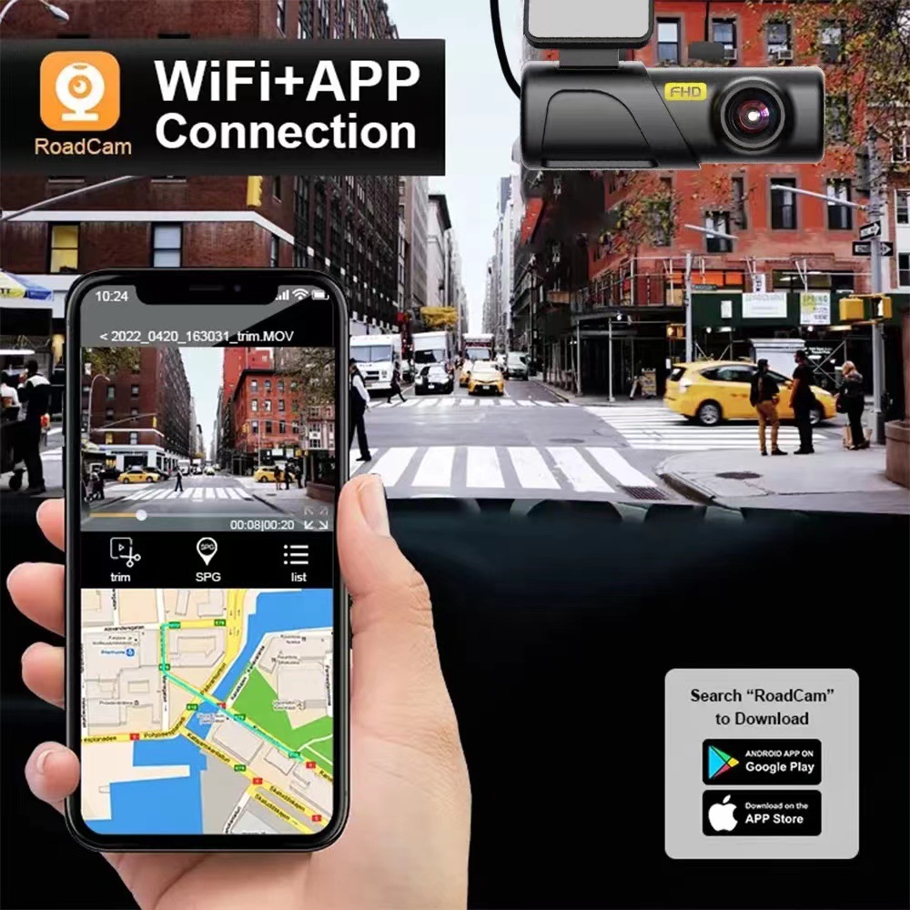 Cross-border explosions mobile phone general English version HD panoramic WIFI driving recorder 24H monitoring dashcam