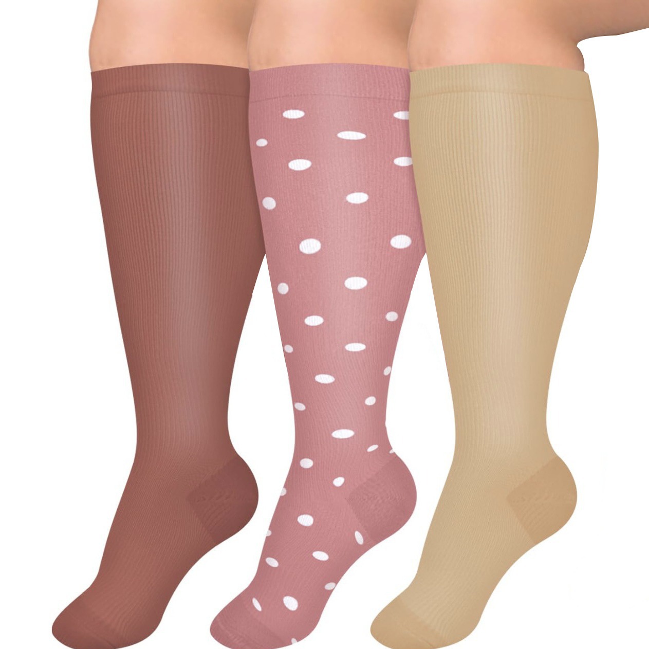 Meias de pressão de nylon para enfermeiras, fertilizantes Plus, meias de compressão para corrida e fitness para homens e mulheres, modelos europeus e americanos_voghion.com