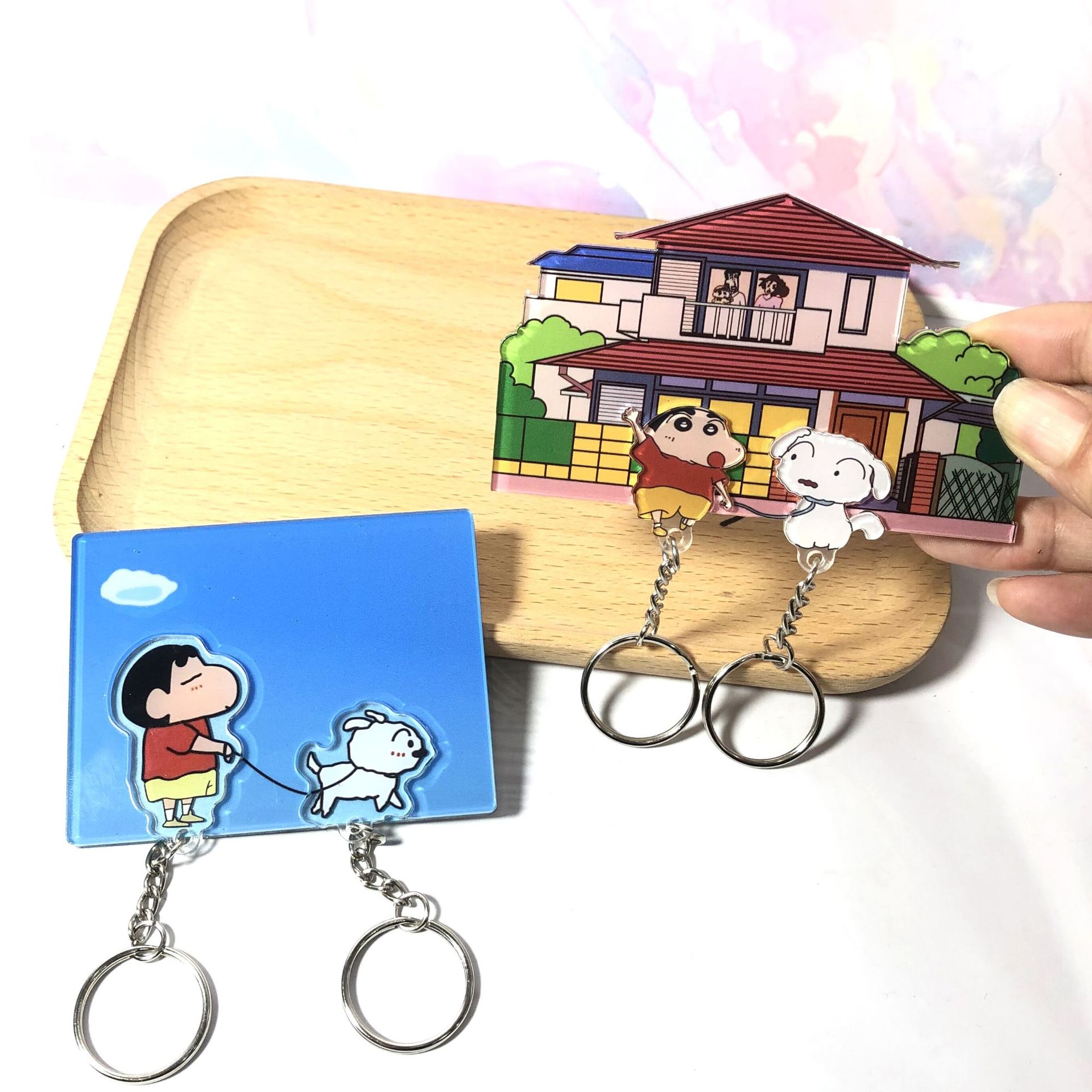 New Little Red Book with Crayon Small New Keychain Small New White Wall Stickers Refrigerator Stickers Creative Cartoon Key Hanging