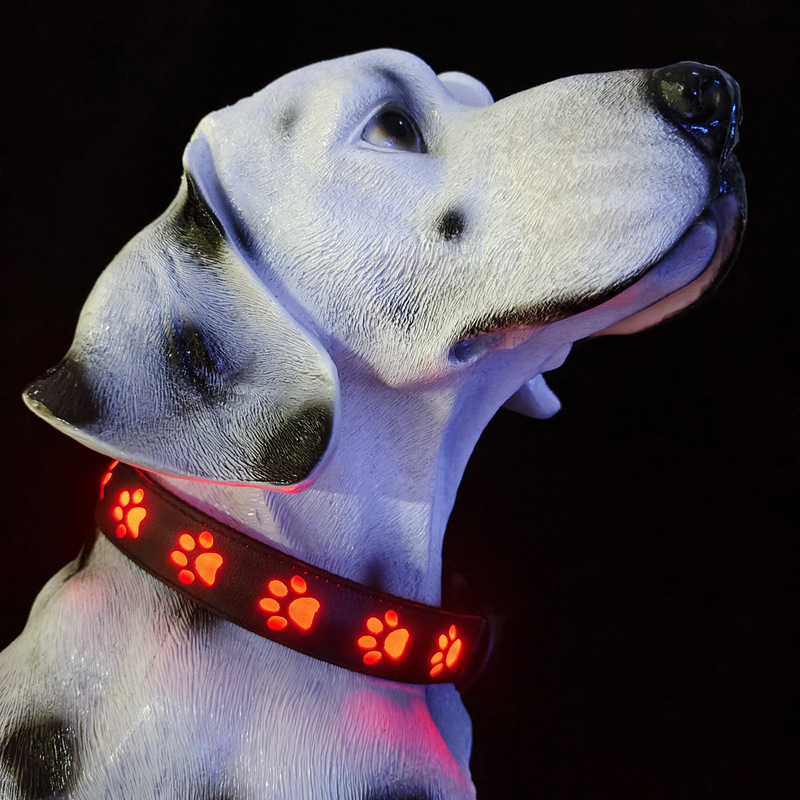 New LED Colorful Pet Dog Luminous Collar Walking Dog Leash Dog Claw Luminous Dog Ring usb Charging Collar