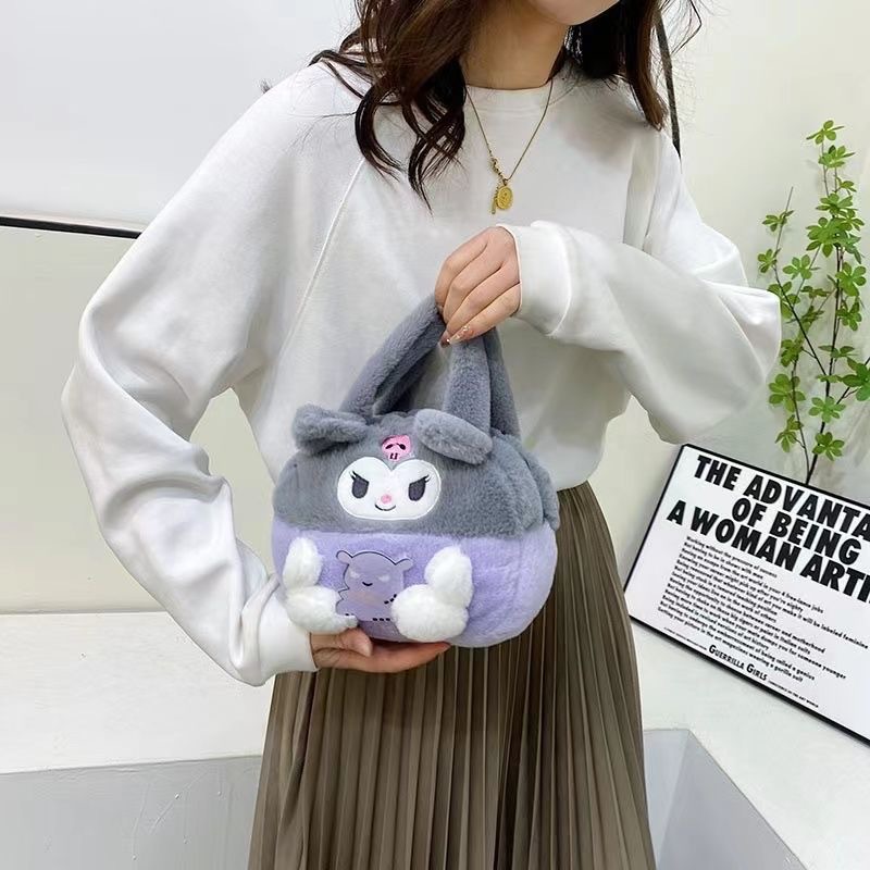 Cartoon Sanrio Fluffy Bag Japanese Style Cute Kulomi Merotti Handbag Children's All-match Change Crossbody Bag