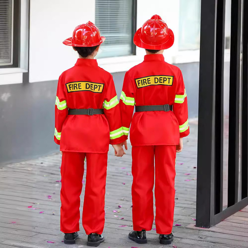 六一児童消防服消防士服装職業体験幼稚園演技服コスプレ小消防服|undefined