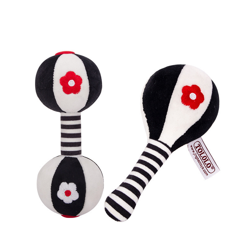 TOLOLO newborn black and white sand hammer hand rattle baby visual training hand dumbbell baby toy