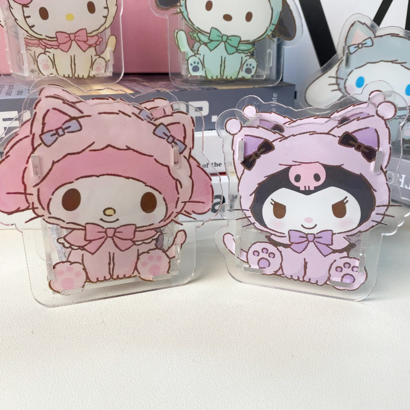 Creative Cute Cartoon Acrylic Sanrio Pen Container Transparent Multifunctional Storage Box Student Stationery Desktop Ornaments