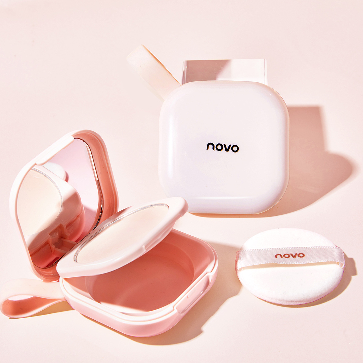 Novo feather satin luxury nourishing makeup honey powder cake natural makeup long-lasting female honey powder wet and dry dual-use matte loose powder