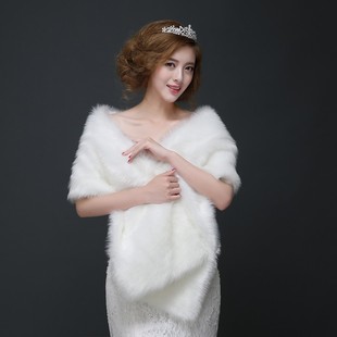 Winter Bride Wedding Dress Fur Shawl Dress Cheongsam Performance Performance Long Cloak Cape Scarf Thickened Velvet Women