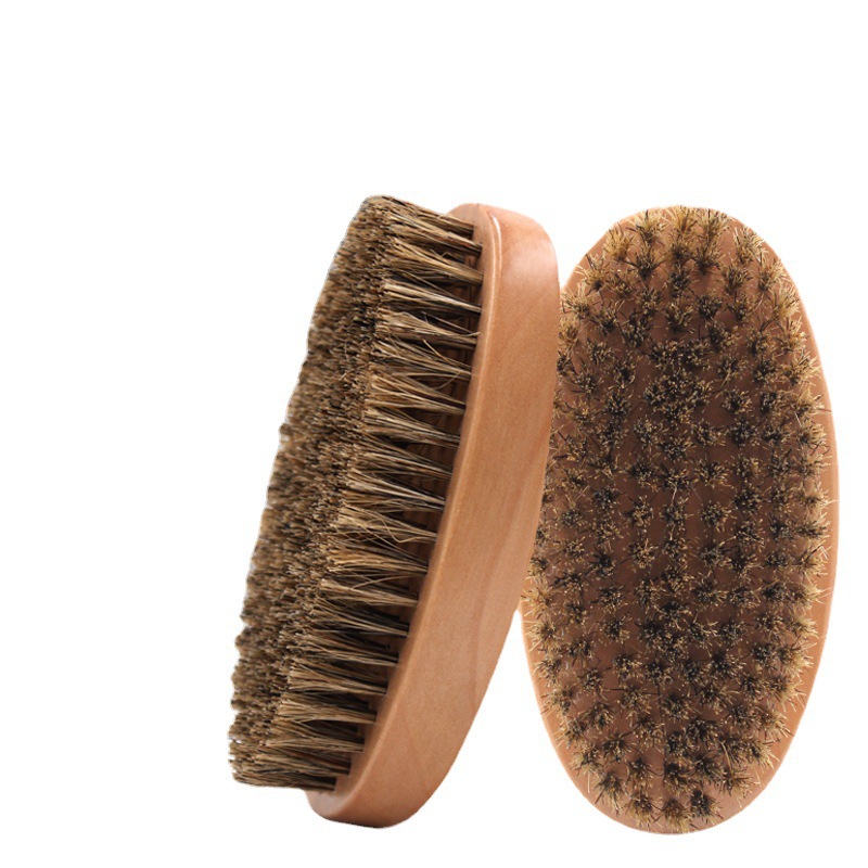 Factory direct supply men's oil head shape beard brush bristle Lotus wood soft brush beard combing cleaning brush