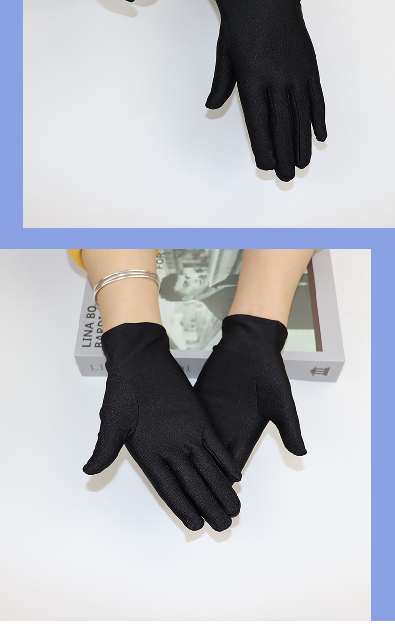 Spandex spring summer men's and women's white etiquette thin stretch gloves dance driving black sweat-absorbent breathable sunscreen gloves_voghion.com