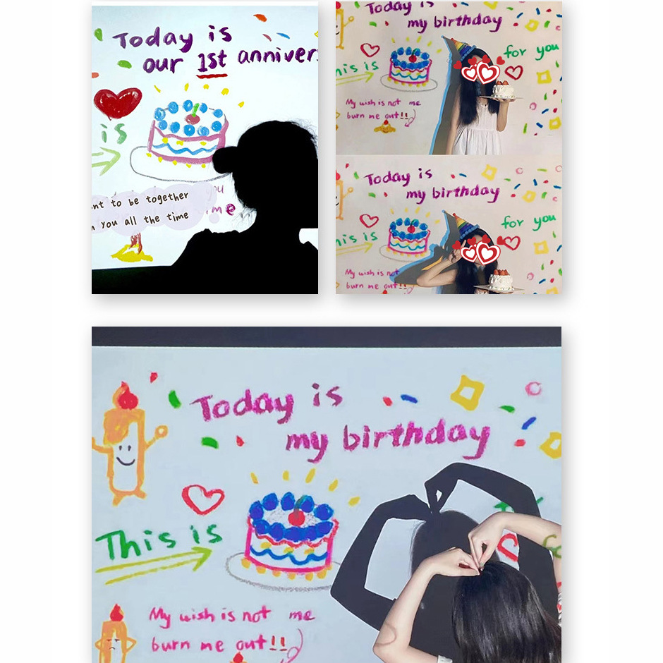 Happy Birthday Projector ins Wind Little Red Riding Book Same Style Photo Creative Confession Layout Background Decoration Projection Lamp