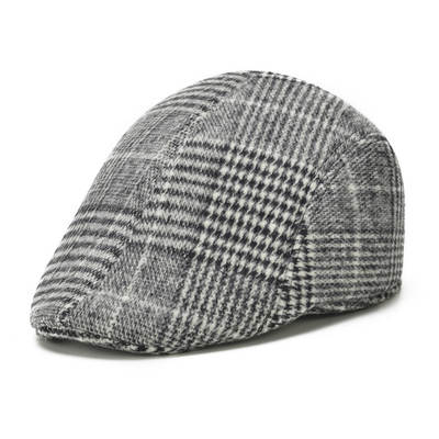 Factory direct autumn and winter New woolen plaid middle-aged and elderly men and women advanced cap cap old man cap