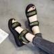 Sports Sandals Women's 2025 Summer New All-match Cyber Popular Platform Thick-soled Wedge Flat Soft-soled Beach Shoes for Students