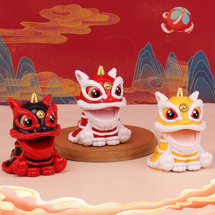 Shaking head doll solar energy lion national tide Lion Chinese style Auspicious Lion Dance National tide home car decoration toy
