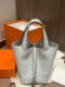 Hand-held food basket bag leather bucket bag litchi TC leather high-end hand-stitched wax thread batch Guangzhou women's bag