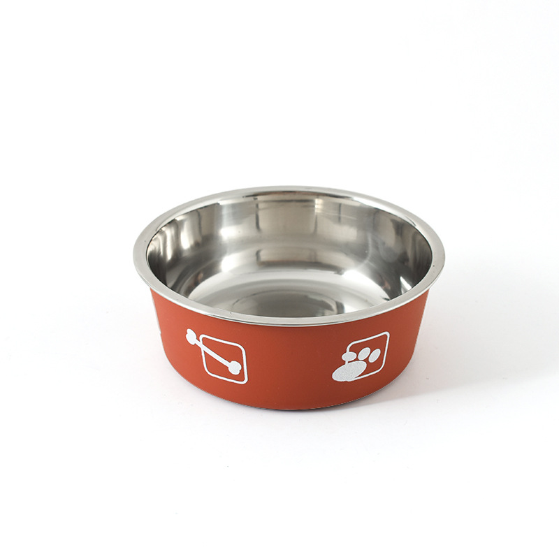 PSM Pet Supplies Stainless Steel Printed Dog Bowl Cat Bowl Cat Food Basin Dog Food Basin Stainless Steel Pet Bowl