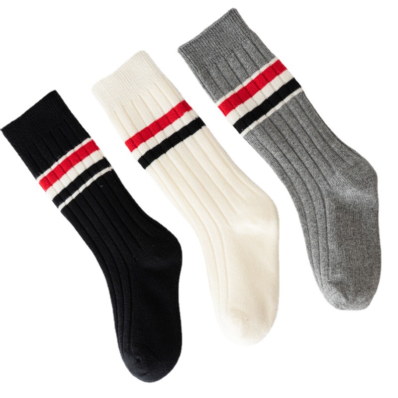 22 autumn and winter new children's socks women's stripes knee-length preppy style calf socks cotton socks for boys and girls