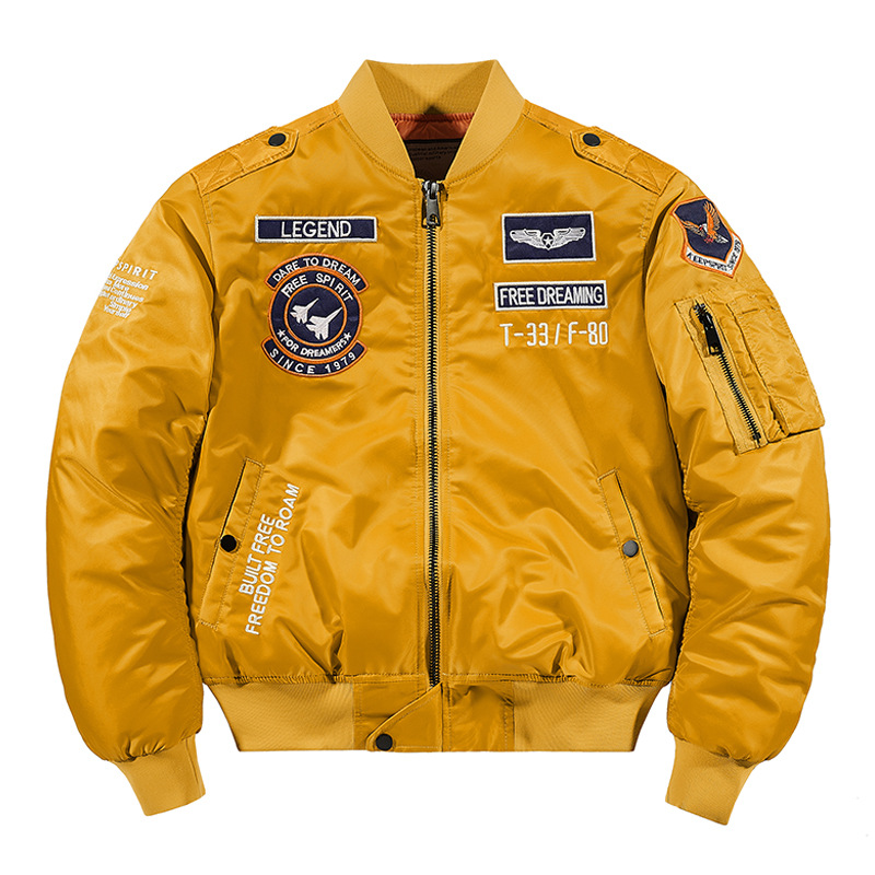 2024 autumn and winter new youth men's jacket plus size stand collar padded warm quilted flight jacket top 9822