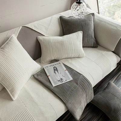 Modern Simple Milk White Fashion Sofa Cushion Thickened Non-slip Sofa Cover Autumn and Winter Four Seasons Three-person Sofa Cushion