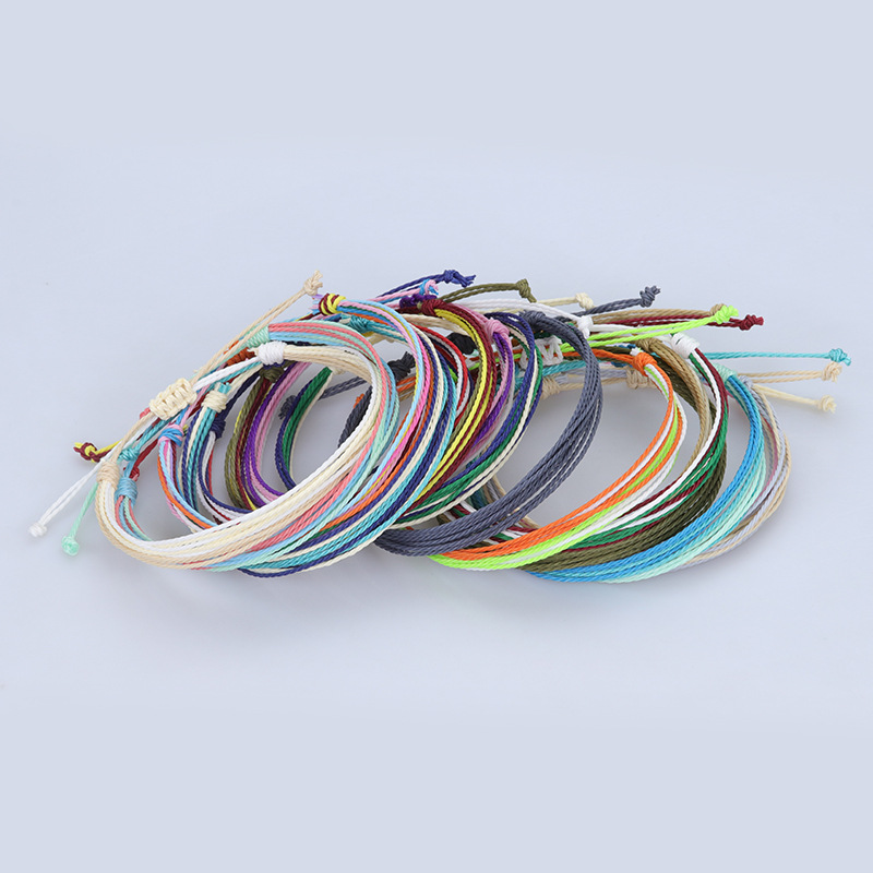Cross-border hot sale Bohemian style waterproof wax braided bracelet friendship lucky hand rope manufacturers in stock