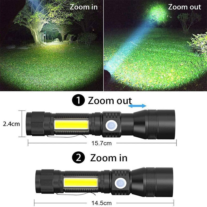 New USB flashlight wholesale Type-c rechargeable purple zoom emergency multi-function outdoor flashlight
