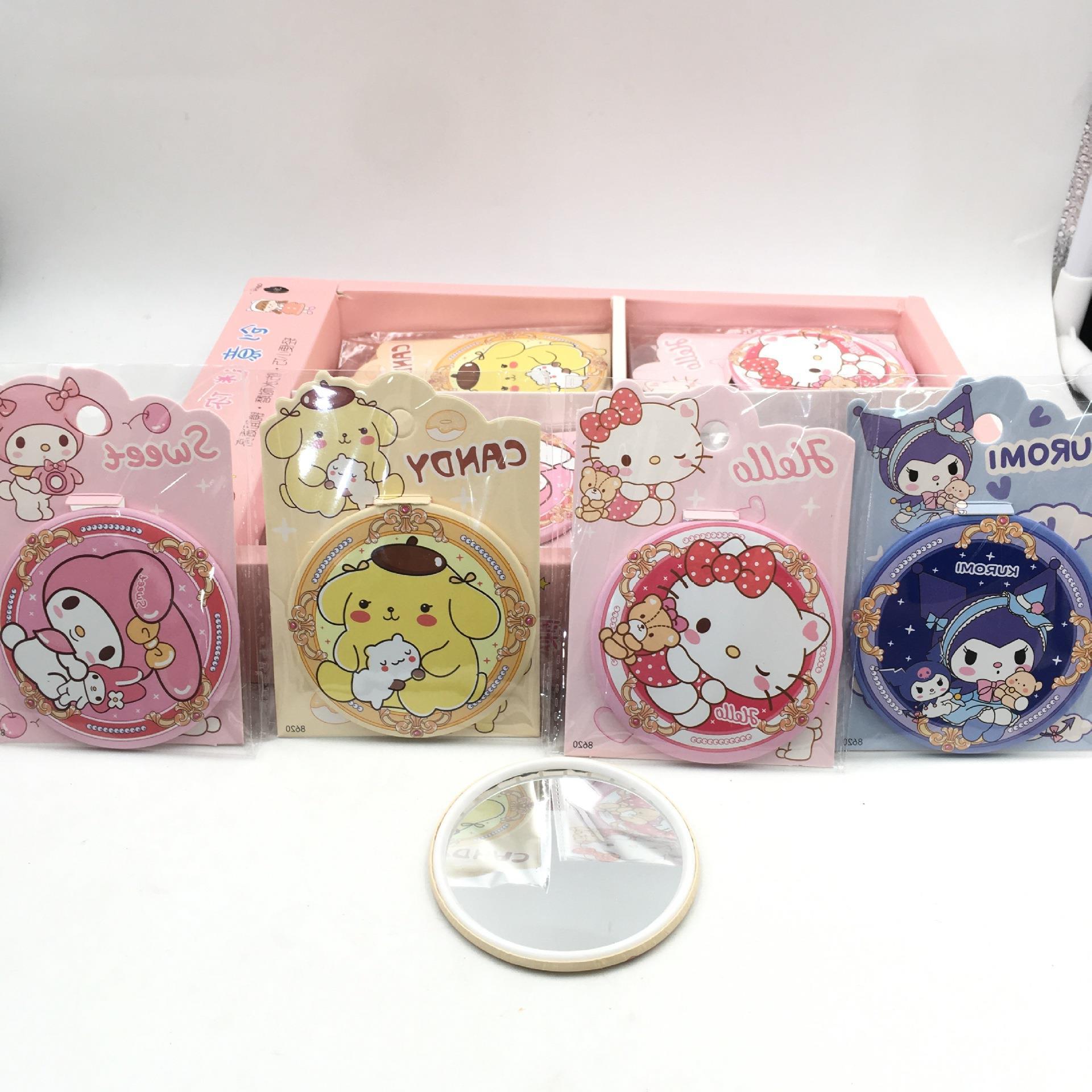 Anime Sanrio Mirror Cute High-value Kulomi Meruti Pudding Dog KT Portable Round Mirror