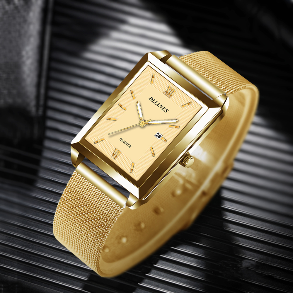 DIJANES New Business Men's Watch quartz square watch casual student watch fashion calendar watch men