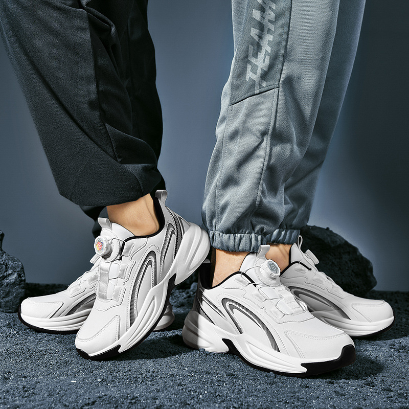 Men's Shoes Autumn and Winter New Swivel Button sneaker Leather Waterproof Running Shoes Women's Shoes Trendy Couple's Torre Shoes