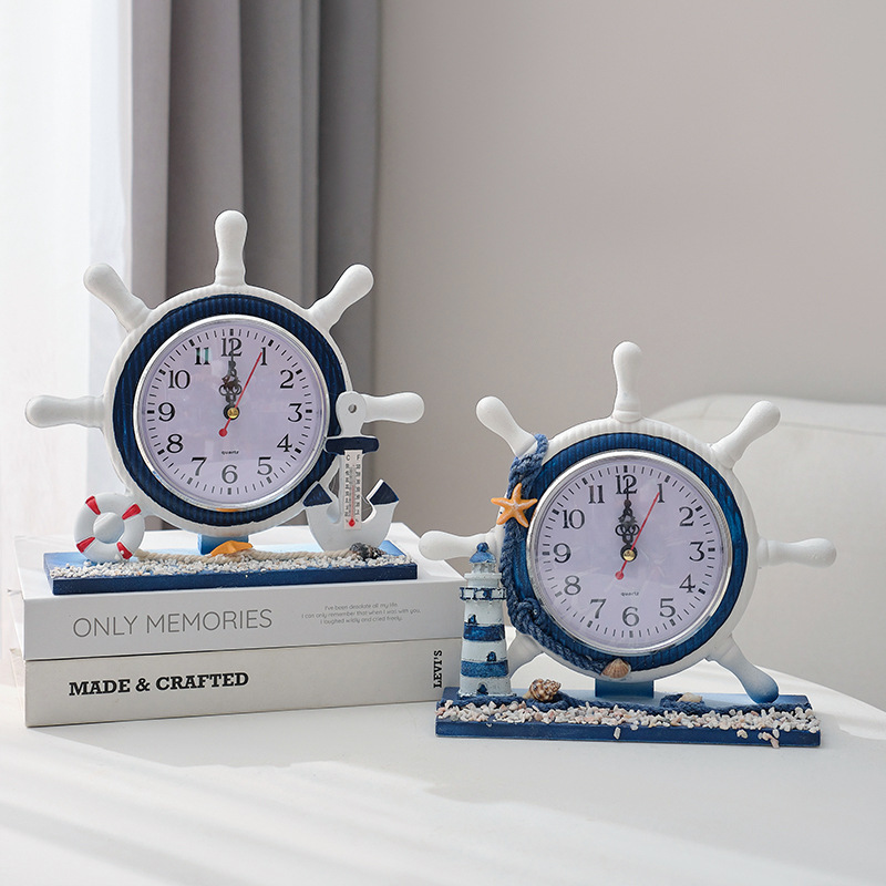 Bedroom Bedside Decorative Table Clock Living Room Clock Ornaments Mediterranean Nautical Clock Creative Quiet Clock