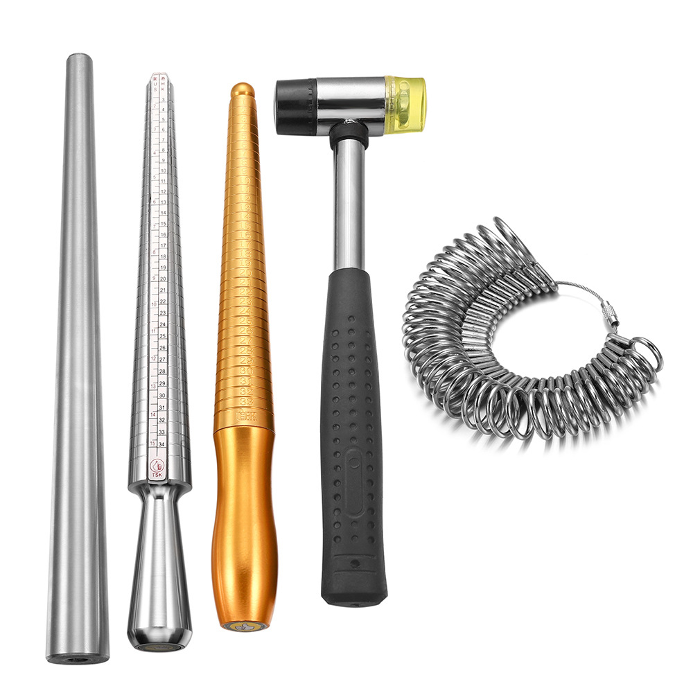 Ring Repair Tool Measuring Stick Rubber Head Hammer Finger Size Measuring Ring Europe and America Code Metal Ring