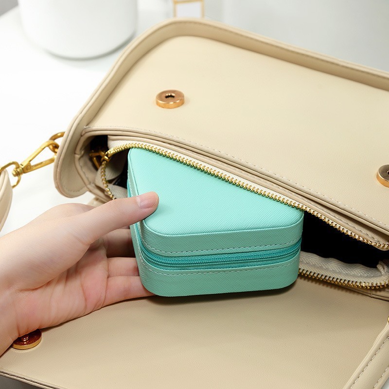 Simple Portable Jewelry Box Travel Jewelry Storage Bag Earrings Necklace Jewelry Box Mini Retro Small Jewelry Box