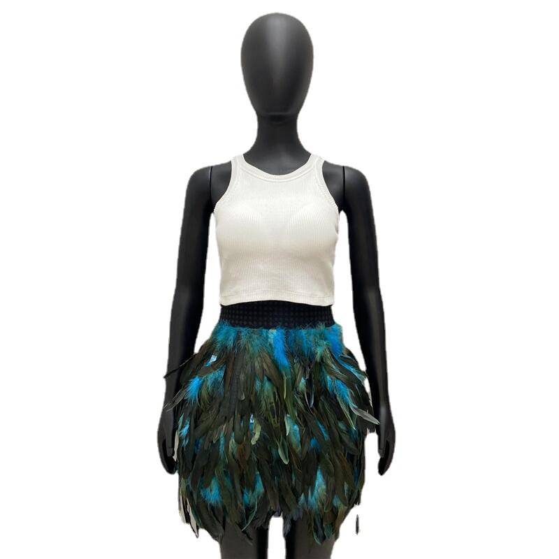 Amazon feather skirt cross-border hot 10 color masquerade skirt European and American women's fashion skirt