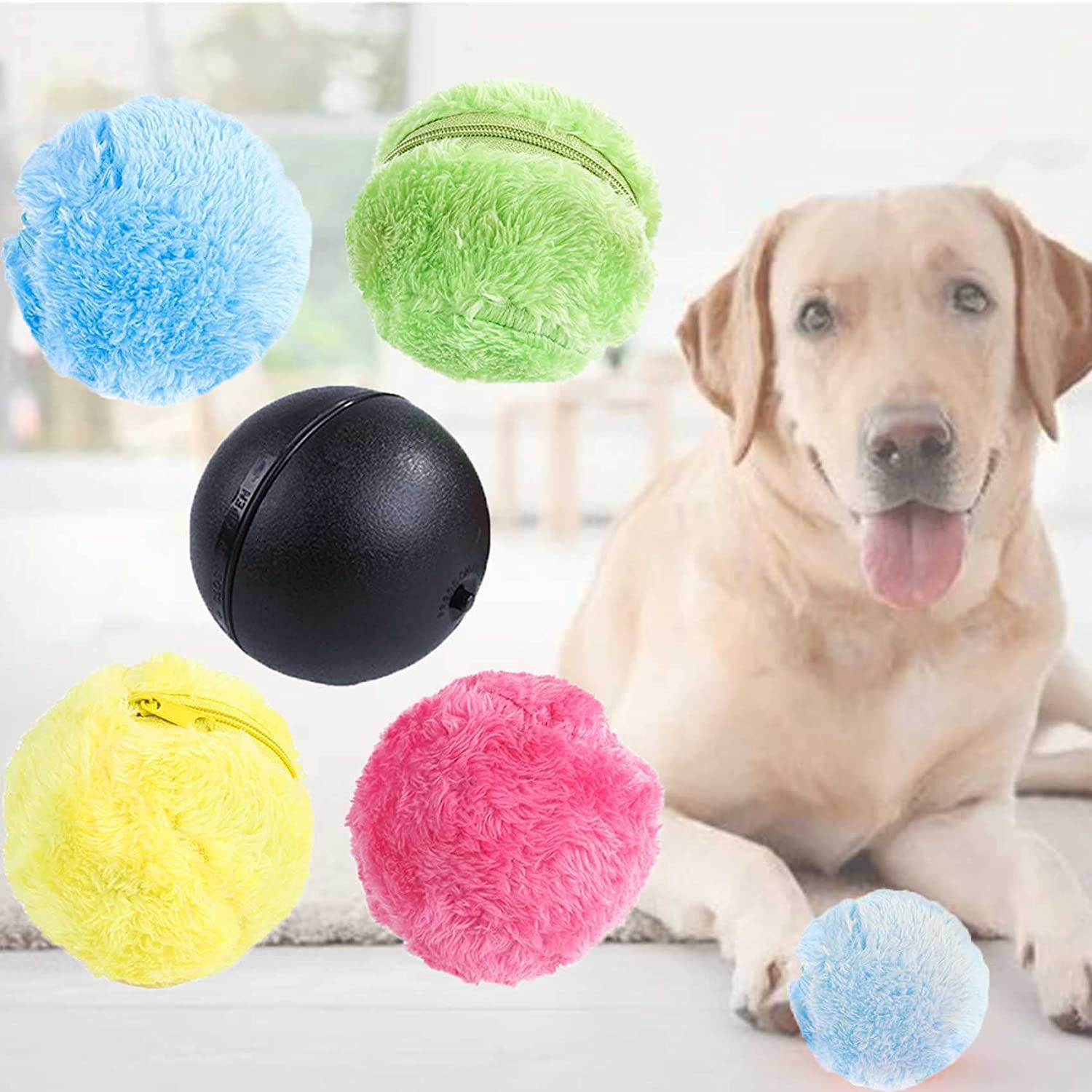 Cross-border fur ball sweeping robot automatic vacuum cleaner dog plush toy electric rolling ball pet supplies