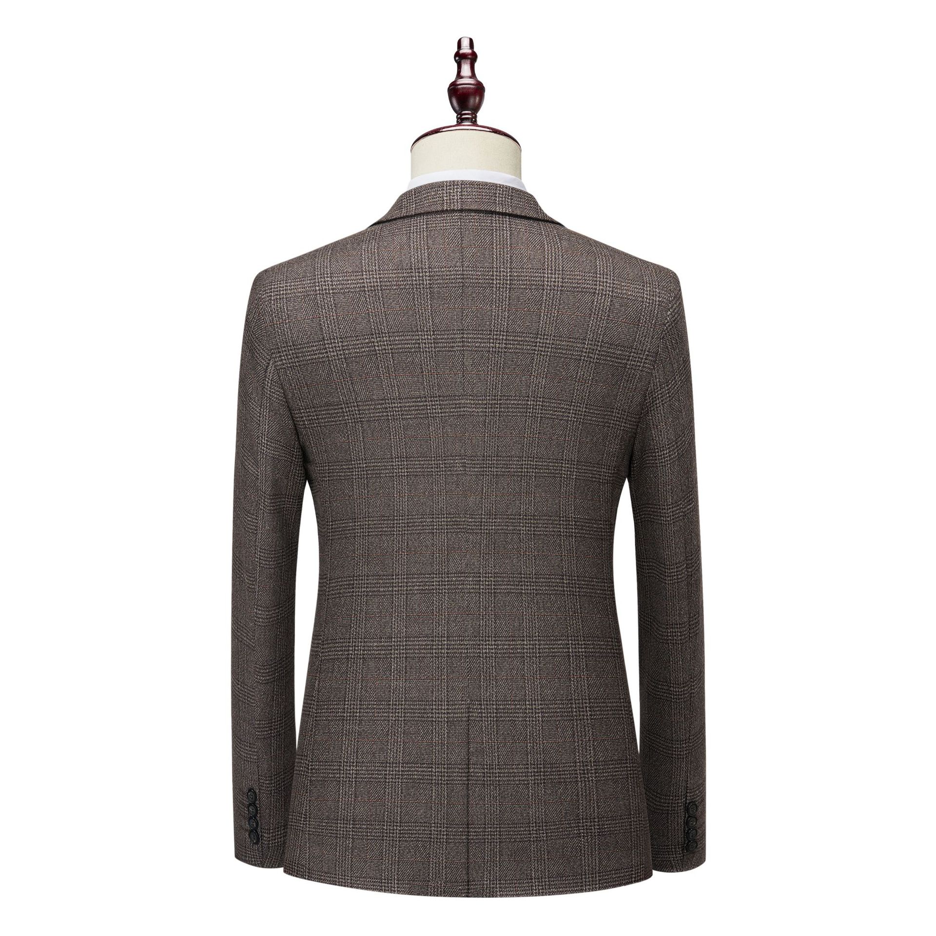 2024 Plaid Suit Men's Groom Wedding Suit Dress Korean Style Slim-fit Best Man Casual Three-piece Suit