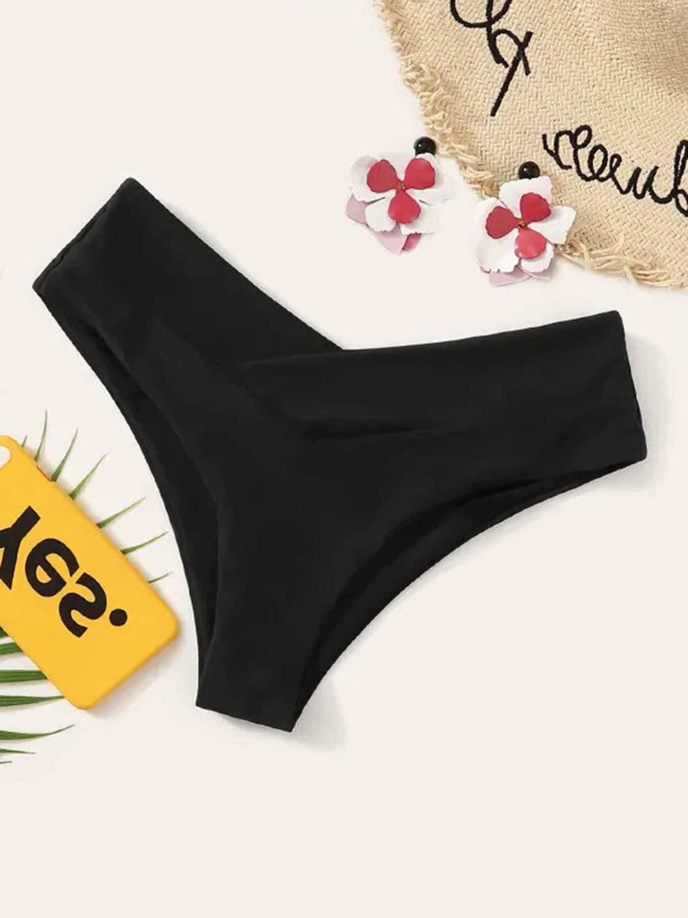 2024 cross sexy seamless solid color low waist bikini bottoms women's one-piece swimsuit bottoms g-string