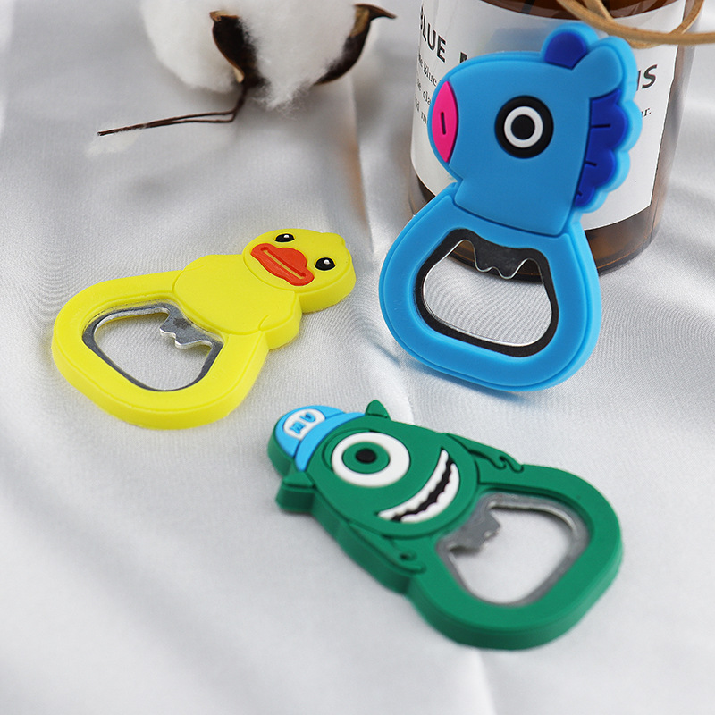 Factory wholesale cartoon keychain bottle opener pvc soft glue bottle opener beer bottle opener refrigerator bottle opener