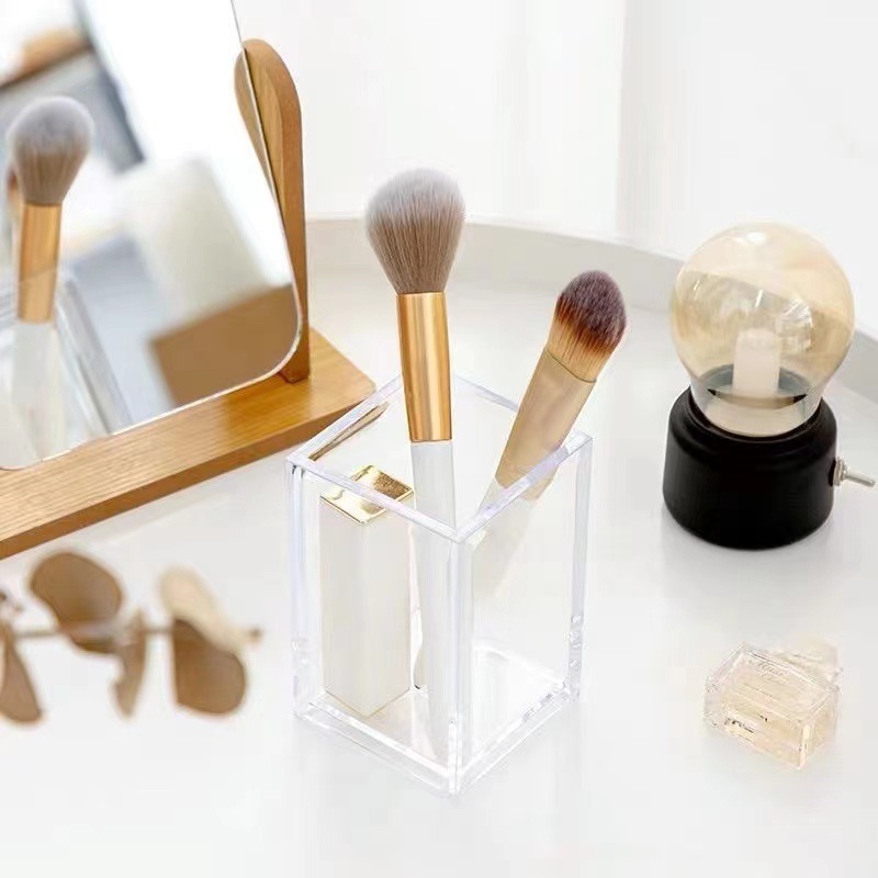 Transparent diy pen container student desktop storage container large capacity simple pen container wholesale one grid two grid a generation of hair