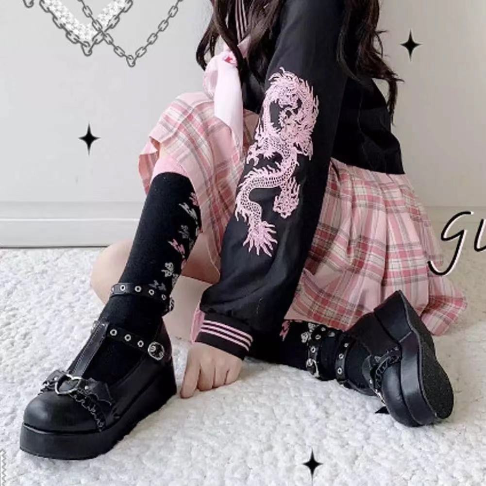 Spring round head sweet Mary Jane shoes 2021 New wedge heel thick bottom small leather shoes Amazon foreign trade shoes women