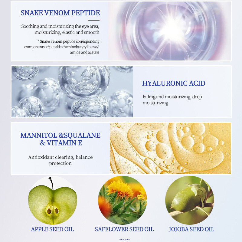 Cross-border snake venom peptide gel eye mask fades dark circles fine lines firming jelly eye mask