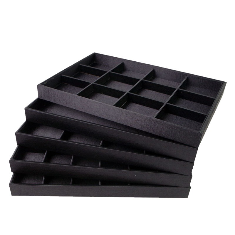 Watch tray jewelry jewelry storage box ring necklace brushed cloth tray grid plate Black Watch Display plate