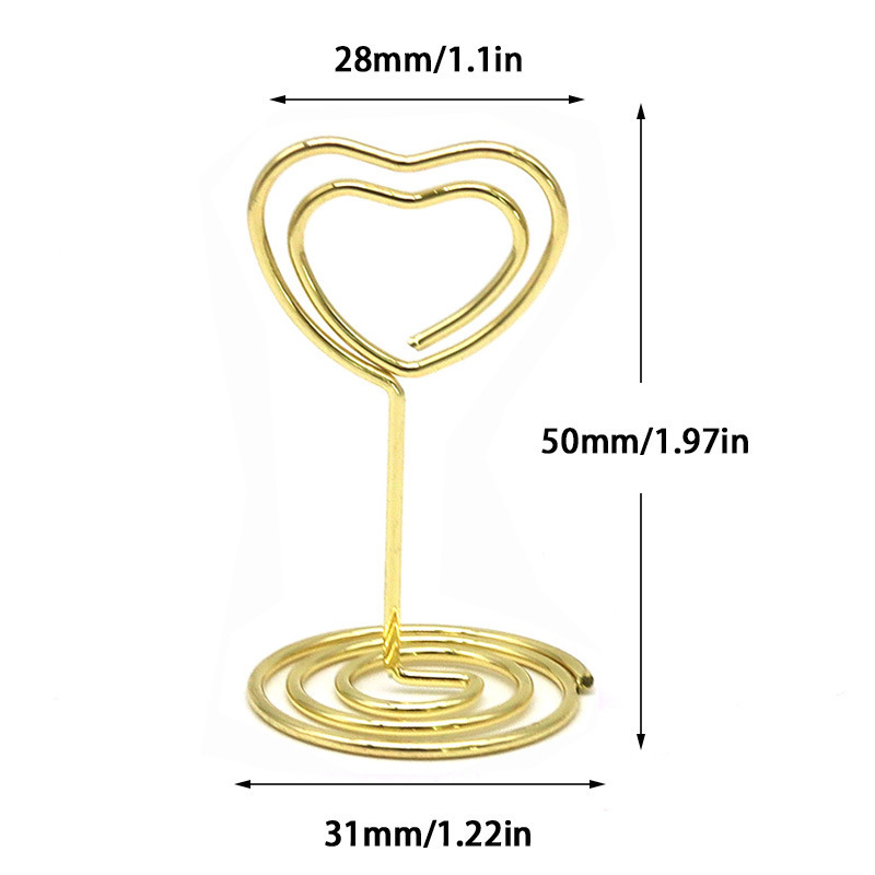 かわいいハート型メタルノートクリップスタンドアップデスクトップメッセージホルダークリエイティブクロスボーダーカードクリップオフィスカルチャー名刺|undefined