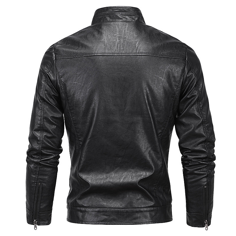Cross-border Amazon PU leather clothing autumn and winter new men's motorcycle plus velvet leather clothing youth casual large size jacket coat