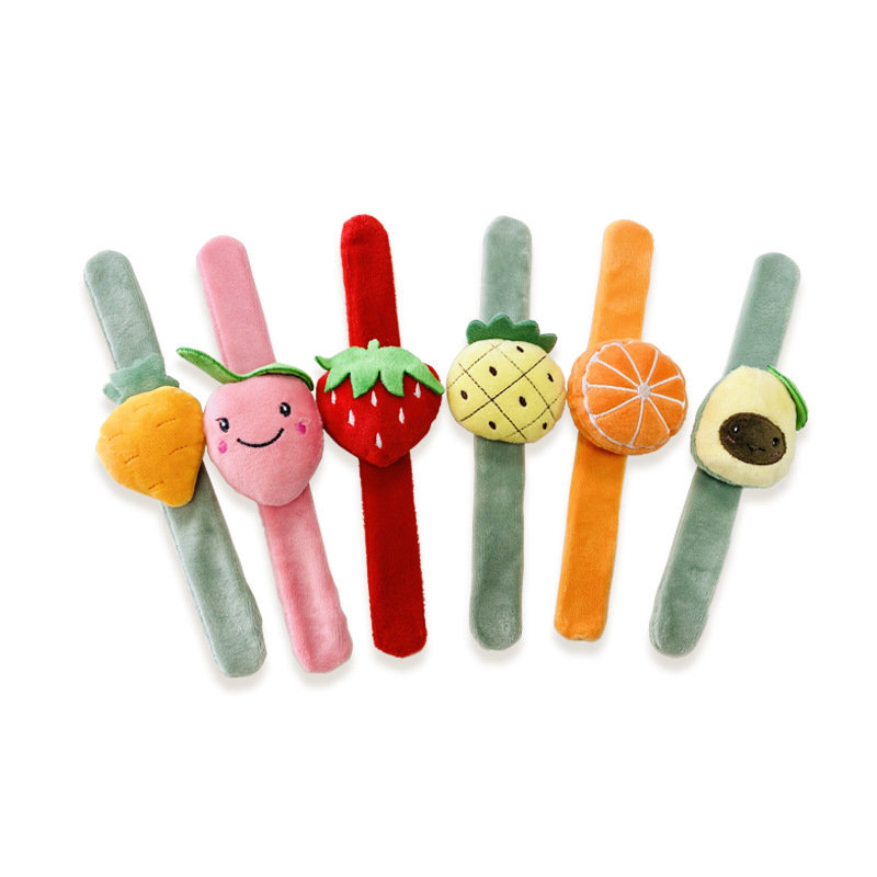 Children's Safety Hand Toy Fruit Plush Snap Ring Internet Celebrity Hot Style Face Washing Bangs Hairpin Cartoon Clap Ring