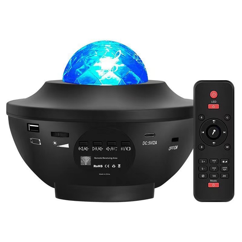 Cross-border Starry Sky Laser water ripple projection lamp USB Bluetooth audio stage lamp bedroom atmosphere night
