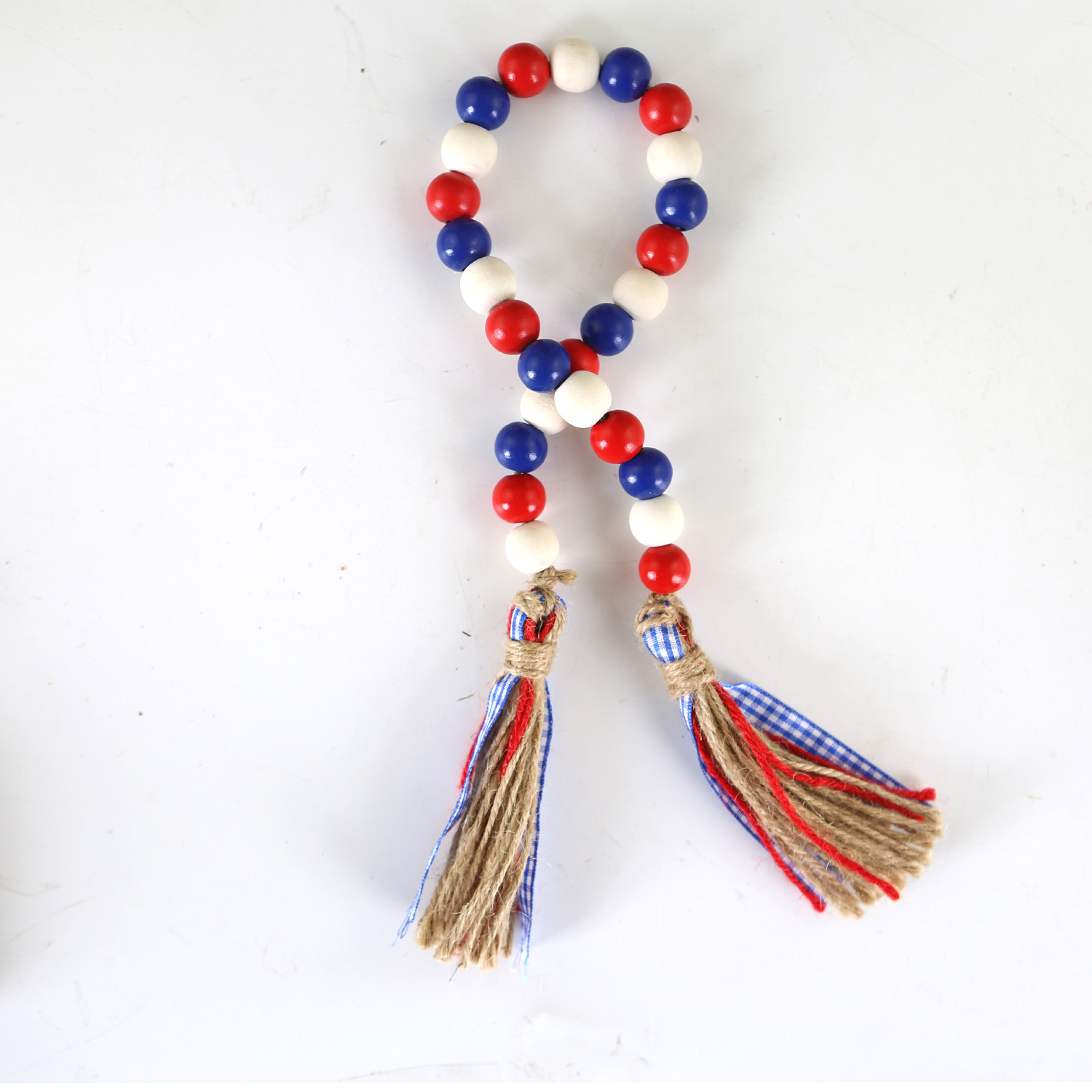 American Independence Day Wooden Beads Double Tassel European and American Popular Home Decoration Pastoral Style New Beads Source Factory