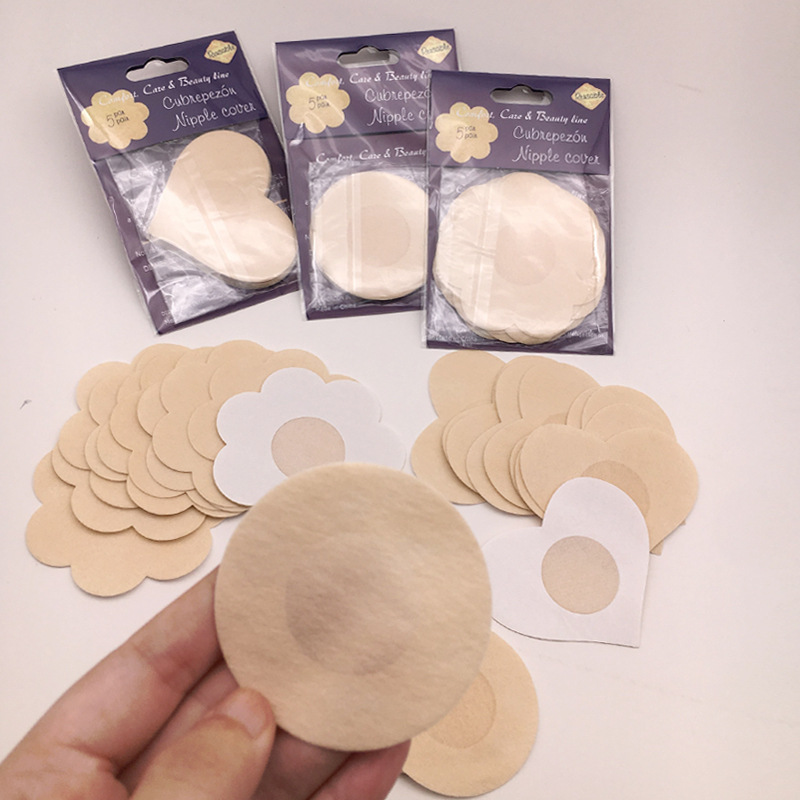 Disposable non-woven breast stickers anti-exposure anti-bump invisible nipple stickers satin chest stickers 5 pairs