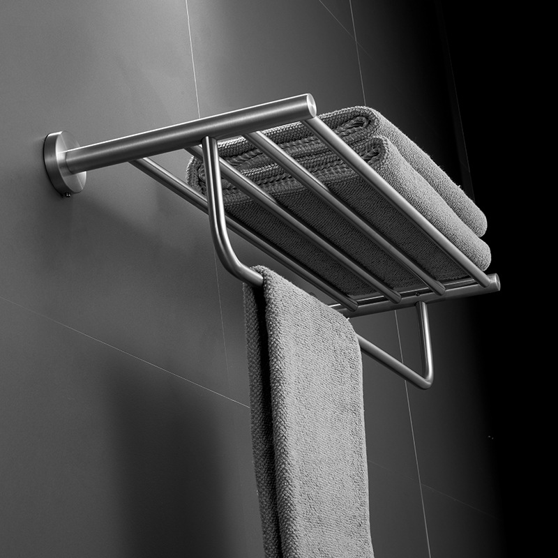 Towel Rack 304 Stainless Steel Bathroom Towel Rack Wall-mounted Bathroom Rack Toilet Towel Bar Storage
