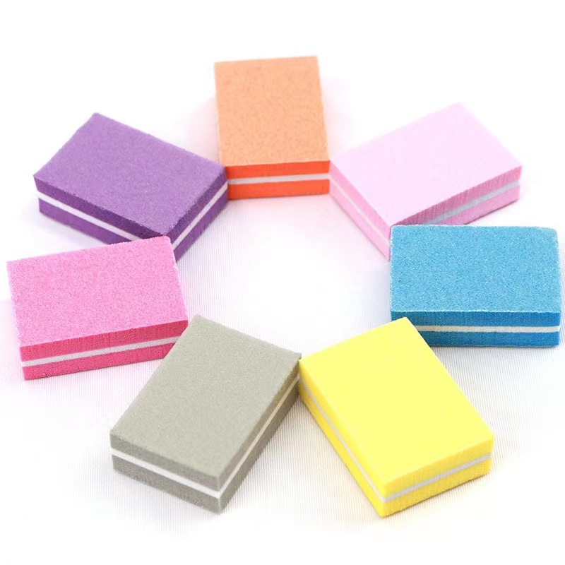 Nail art mini sponge block washable high elastic sponge nail file two-sided repair type double-sided color tofu block rub