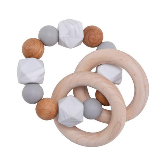 Amazon new baby beech wood bite music silicone baby grinding stick diy bracelet bite music foreign trade Toys