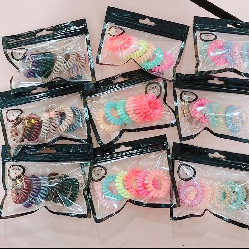 Japanese and Korean Style Creative Gradient Elastic Hair Rope Women's Simple Hair Rope Boxed Candy Color Transparent Telephone Line Hair Ring